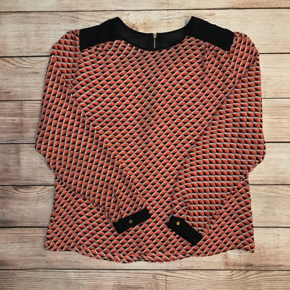 Worthington Geometric Print Chiffon Blouse
